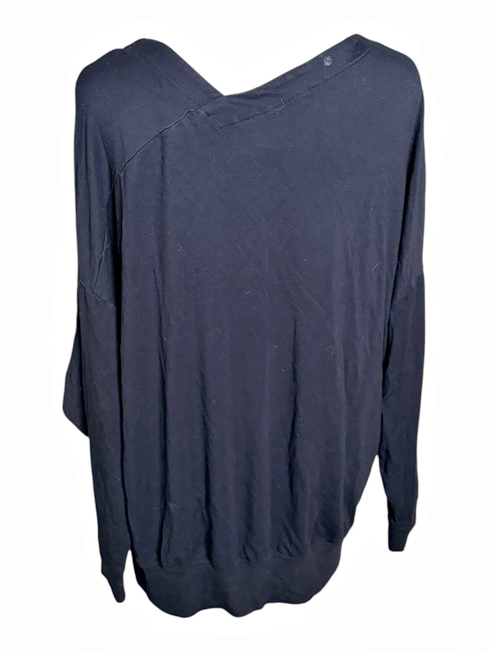 Cabi Long Sleeve Asymmetrical V Neck Top in Black Size Medium - Picture 2 of 6